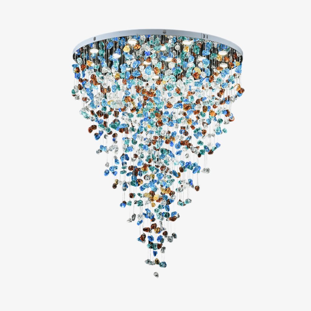 Polychrome Mineral Quartz Cascade Chandelier