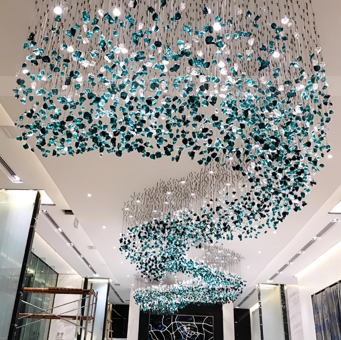 Polychrome Mineral Quartz Cascade Chandelier