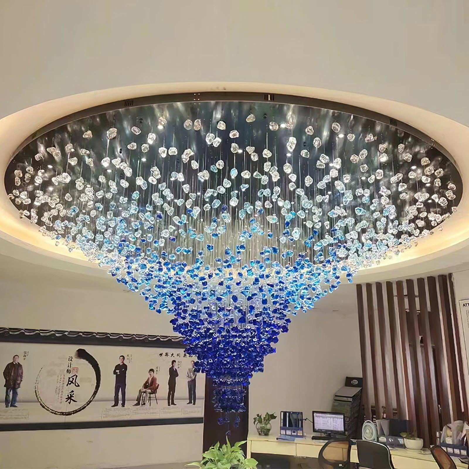Polychrome Mineral Quartz Cascade Chandelier