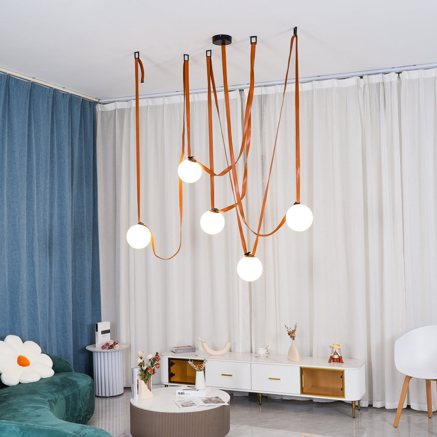 Velinenne Pendant Lamp Leather Belt Glass