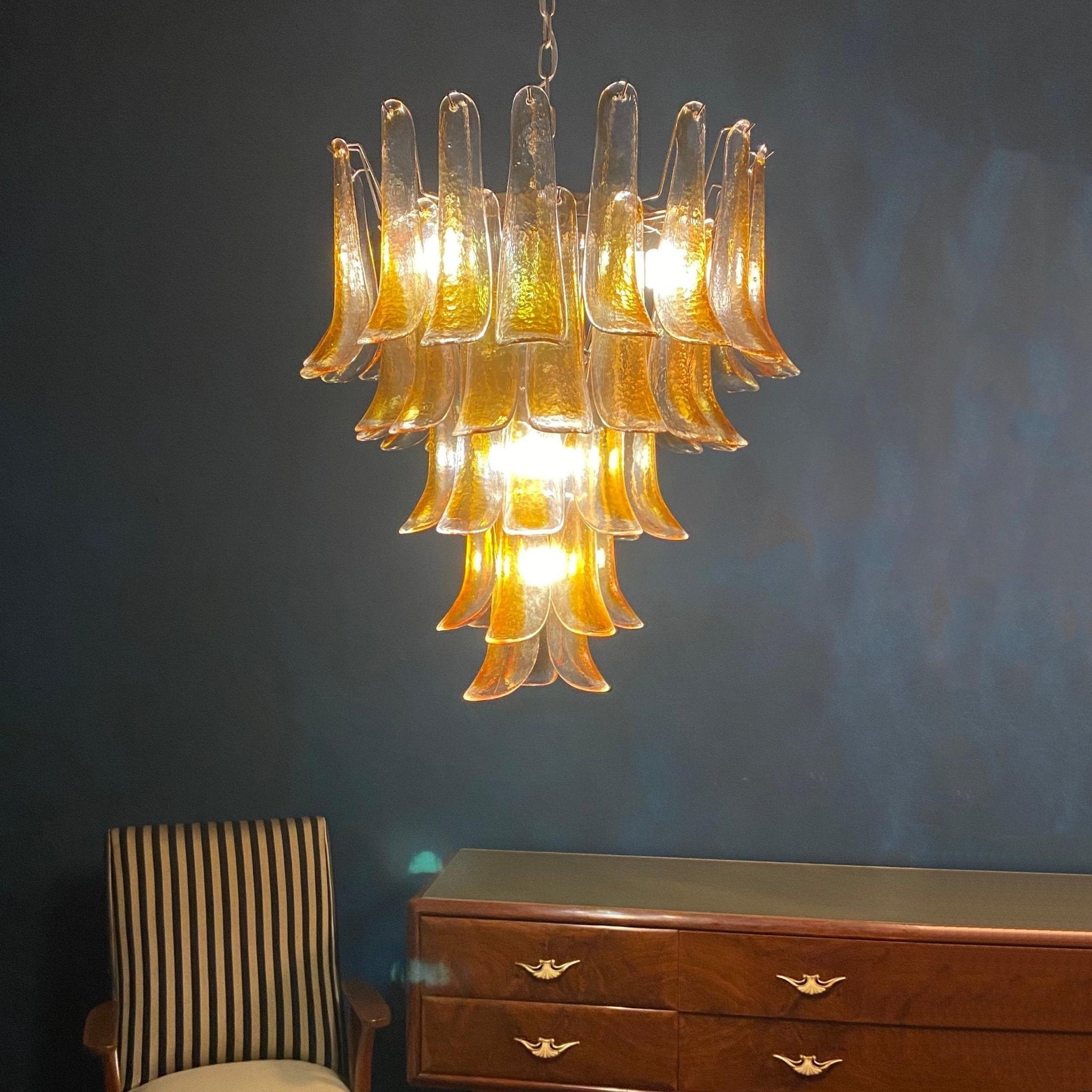 Maelric Amber Glass Petals Chandelier