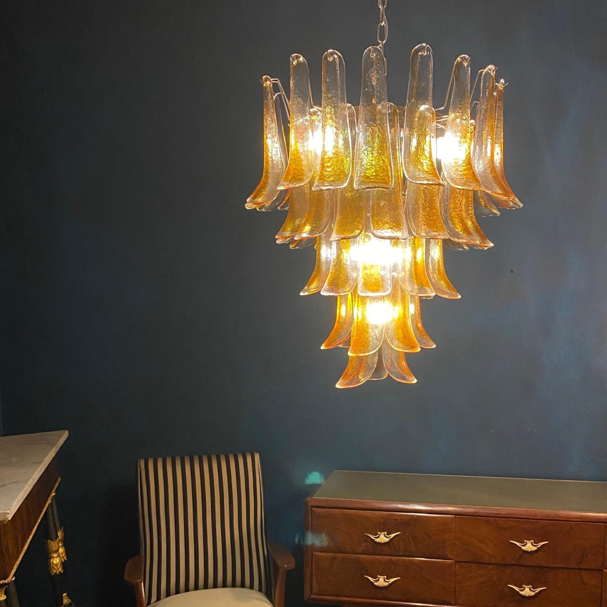 Maelric Amber Glass Petals Chandelier