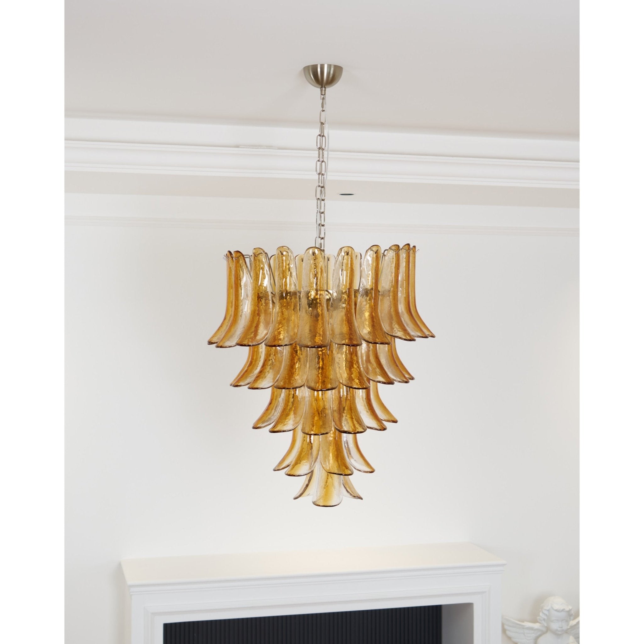 Liorisissa Chandelier Amber Lily Murano Glass Layered Centerpiece