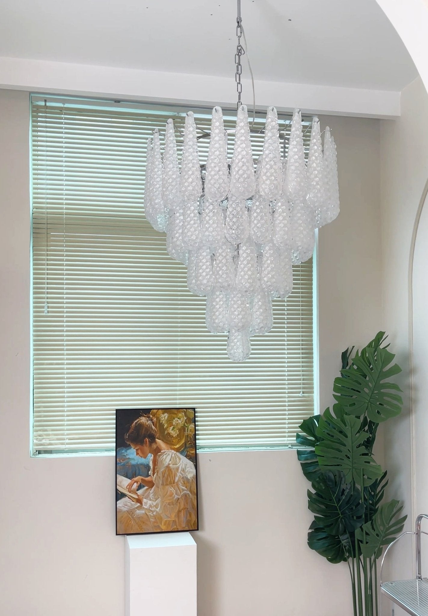 Velerine Chandelier Clear Murano Glass Dewdrop Layered