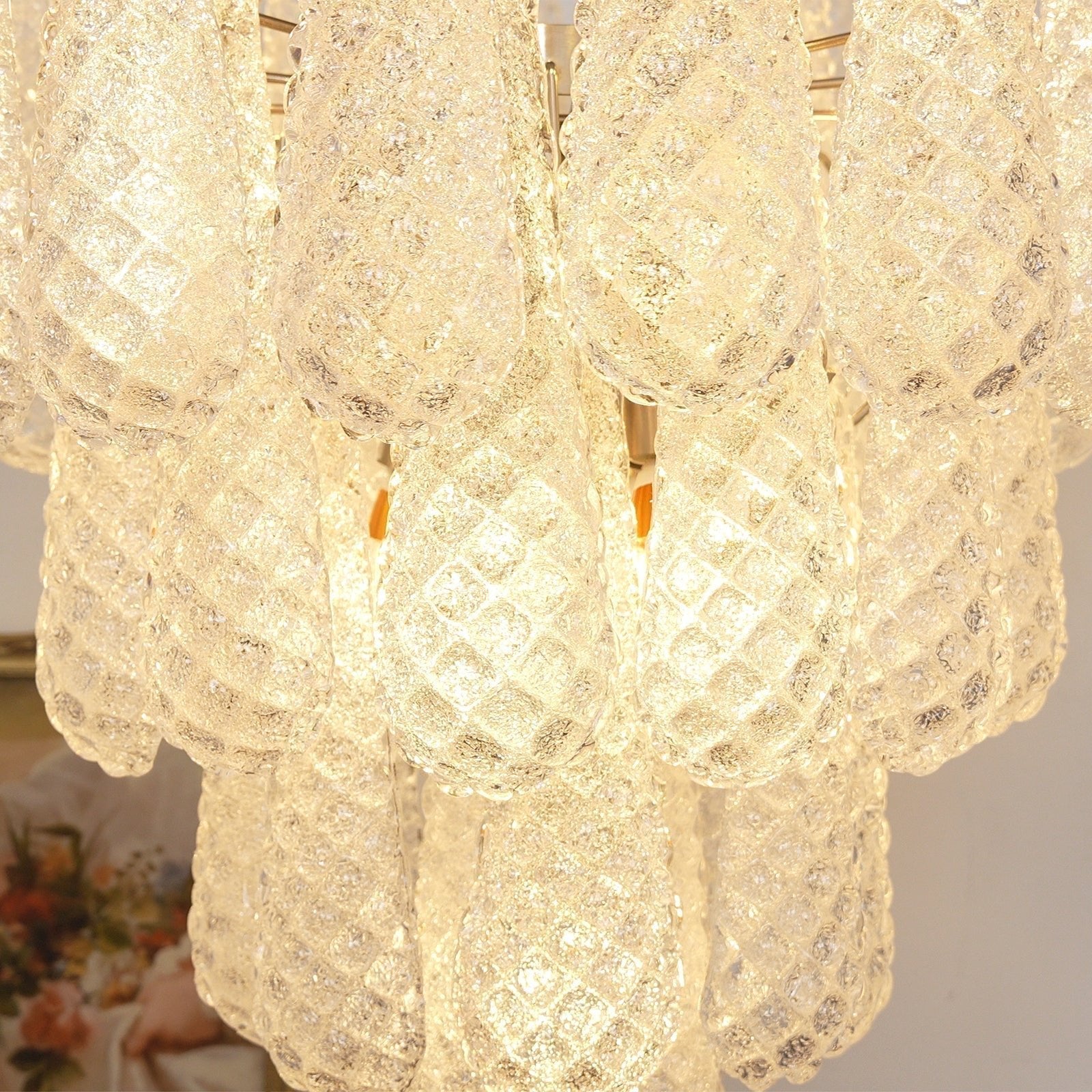 Velerine Chandelier Clear Murano Glass Dewdrop Layered