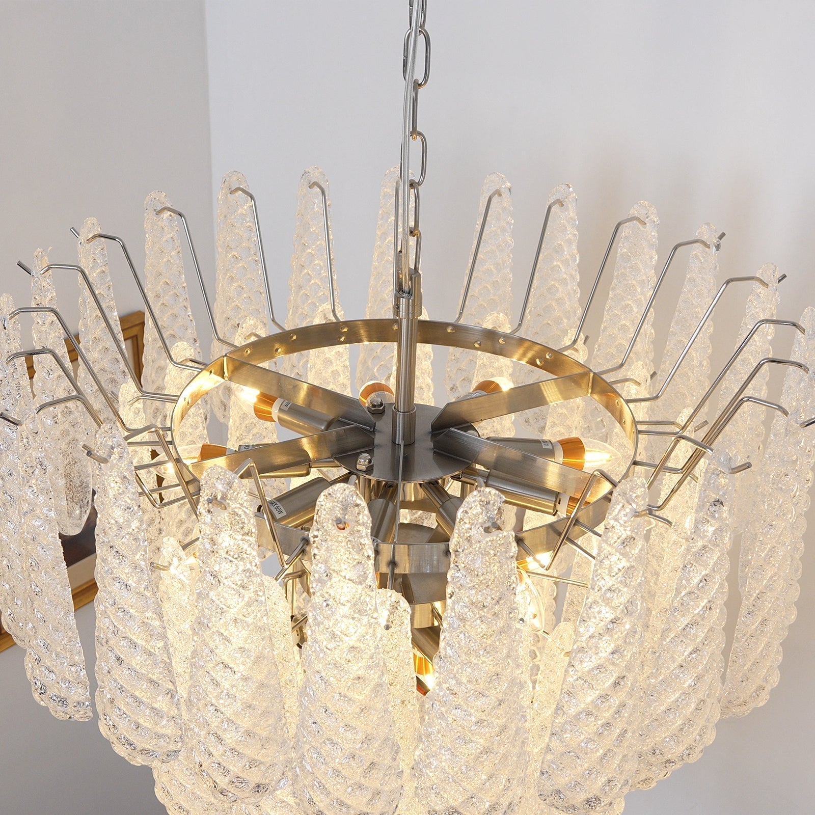 Velerine Chandelier Clear Murano Glass Dewdrop Layered