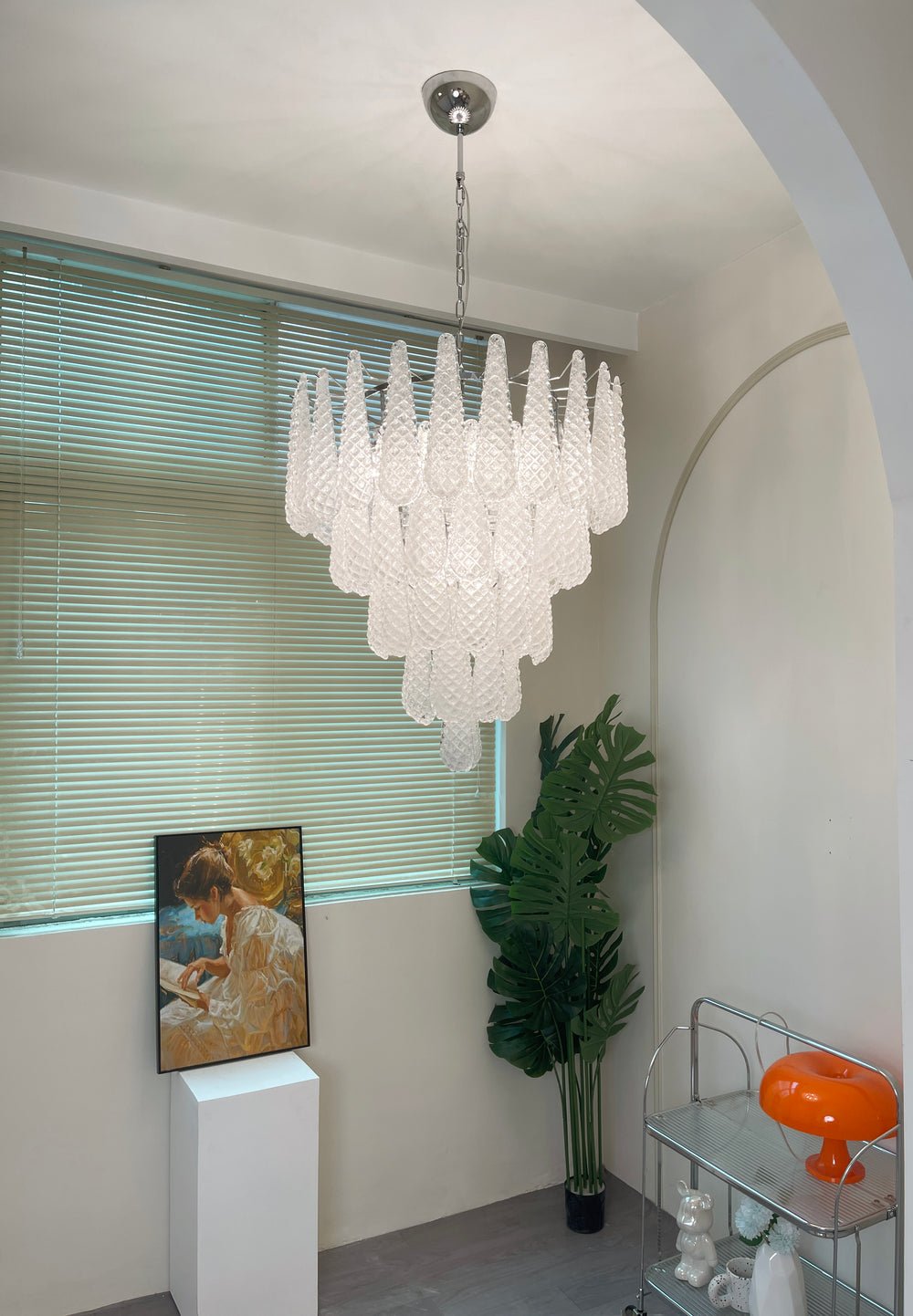 Lioralella Chandelier Clear Droplets Murano Glass Waterfall Diamond
