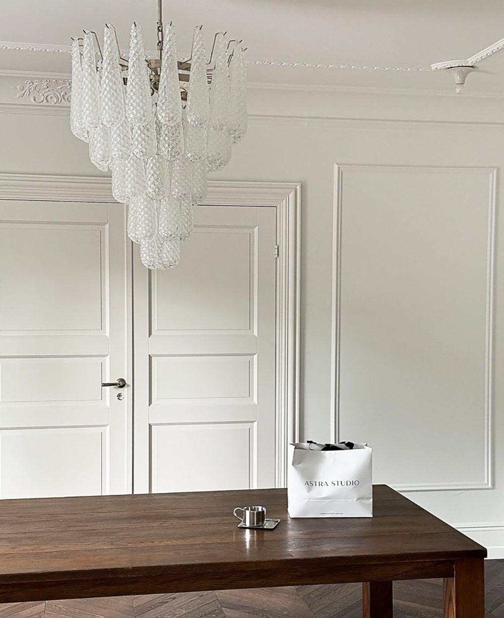 Lioralella Chandelier Clear Droplets Murano Glass Waterfall Diamond