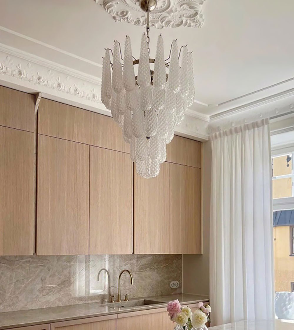 Lioralella Chandelier Clear Droplets Murano Glass Waterfall Diamond