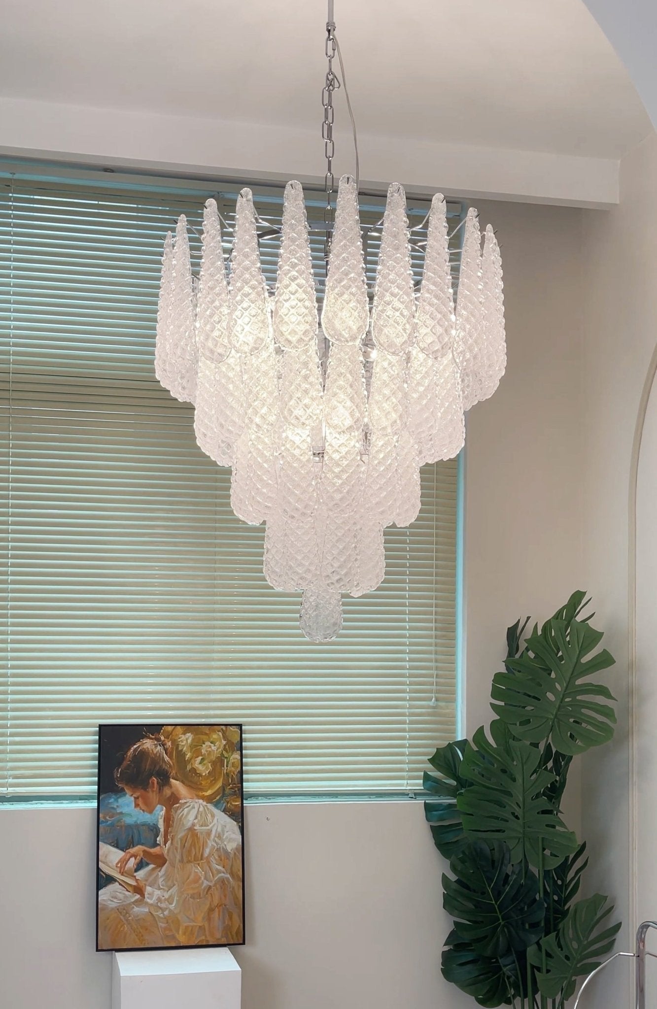 Lioralella Chandelier Clear Droplets Murano Glass Waterfall Diamond