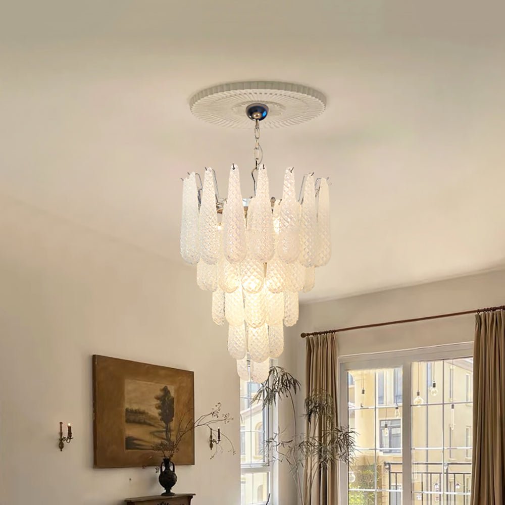 Lioralella Chandelier Clear Droplets Murano Glass Waterfall Diamond