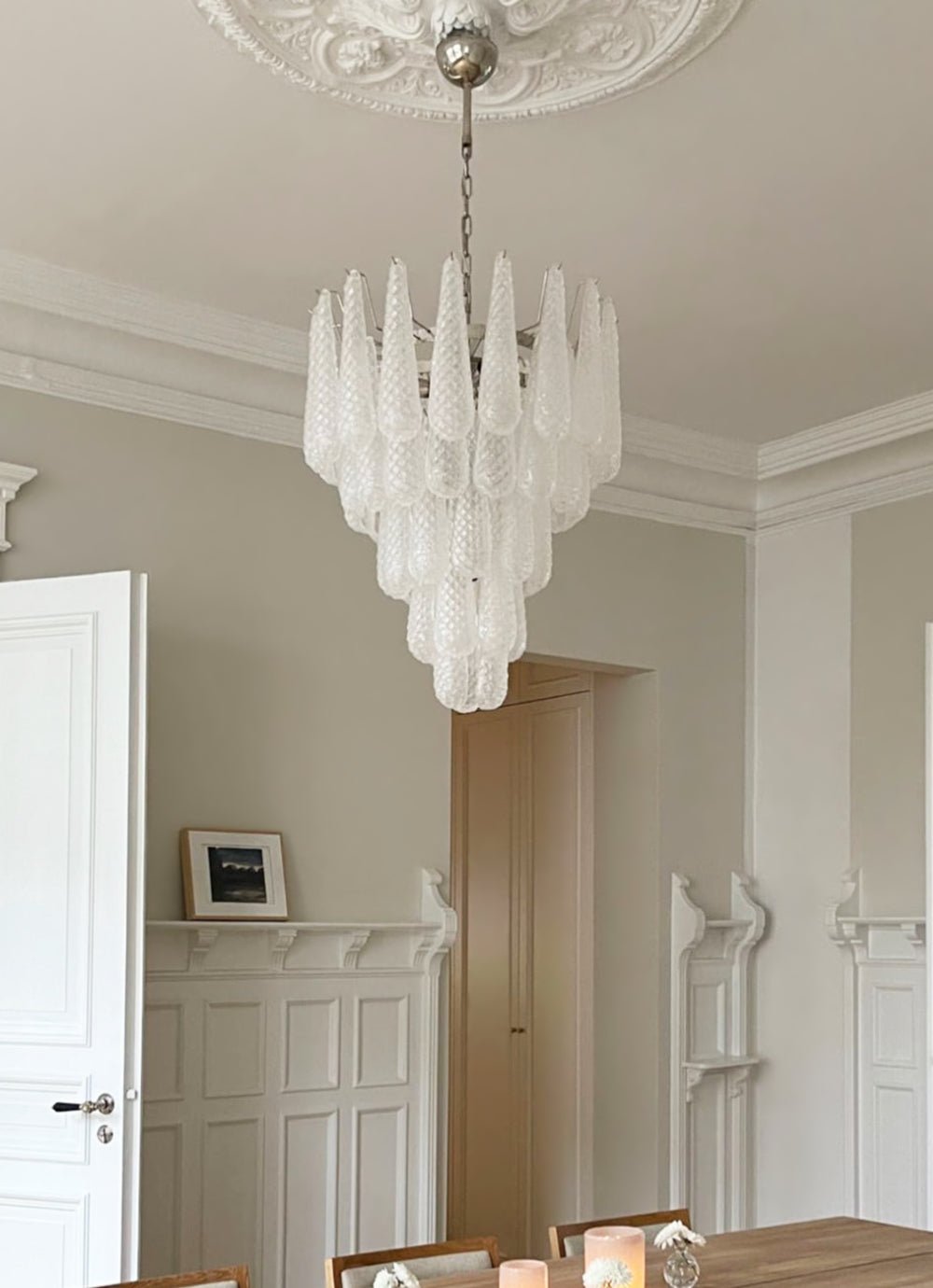 Lioralella Chandelier Clear Droplets Murano Glass Waterfall Diamond