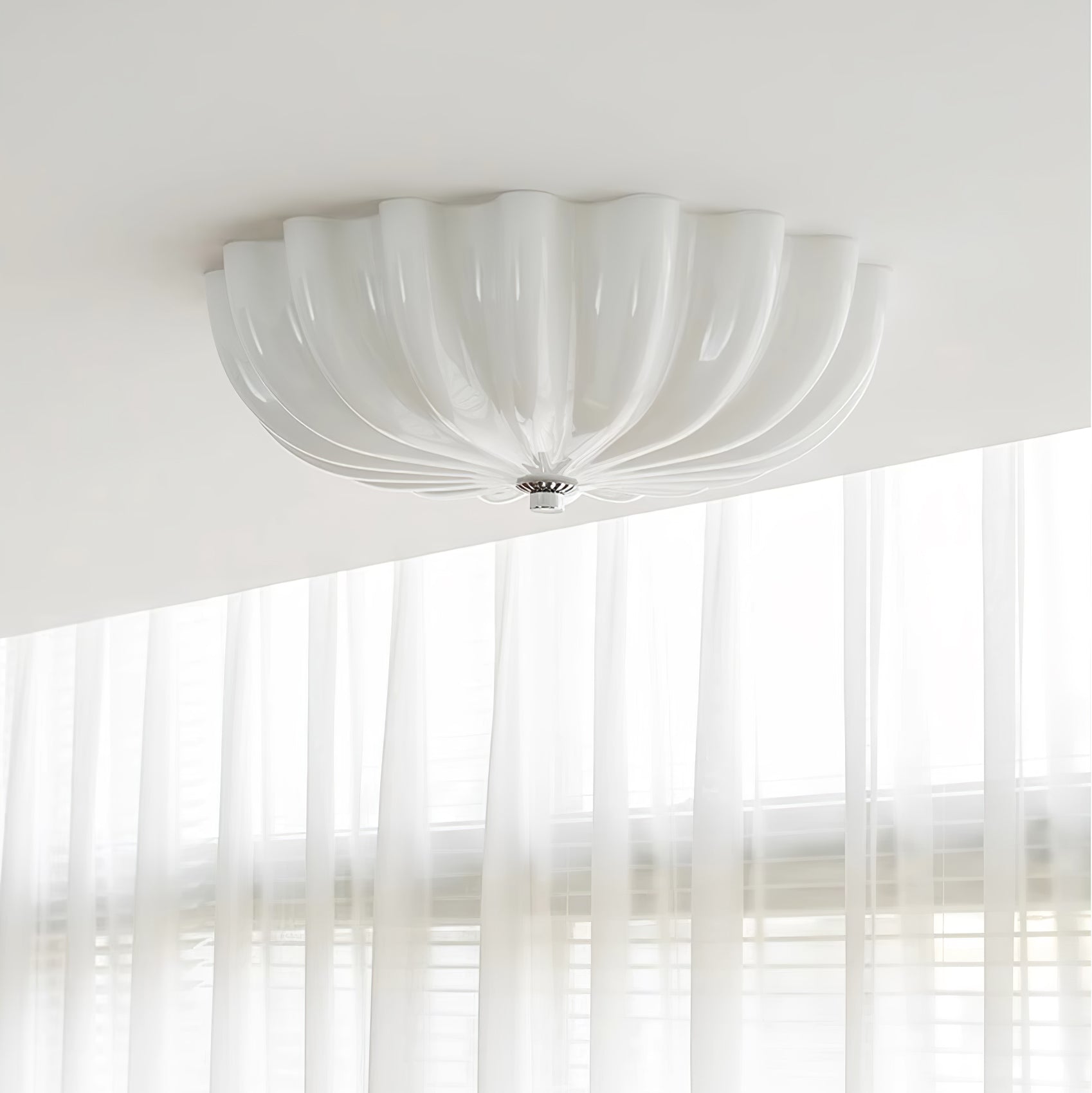 Aurora Ceiling Lamp Murano Blown Glass Shell Inspired - Neutral Decor