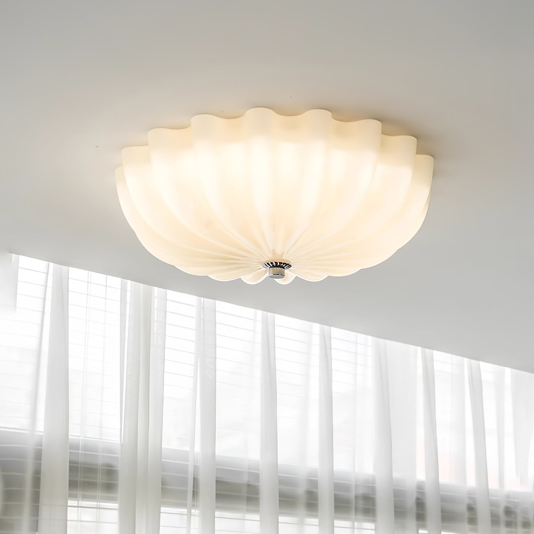 Aurora Ceiling Lamp Murano Blown Glass Shell Inspired - Neutral Decor
