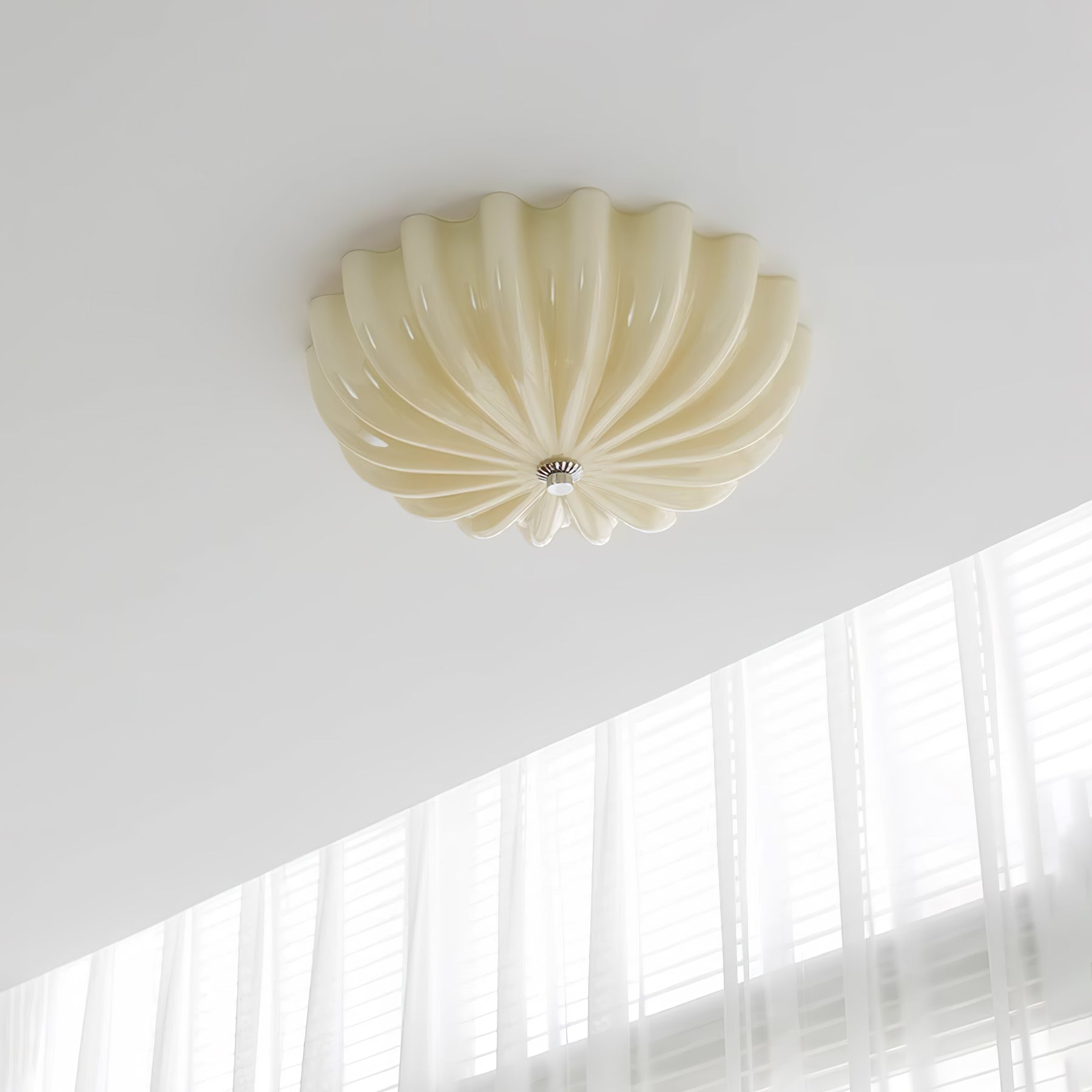 Aurora Ceiling Lamp Murano Blown Glass Shell Inspired - Neutral Decor