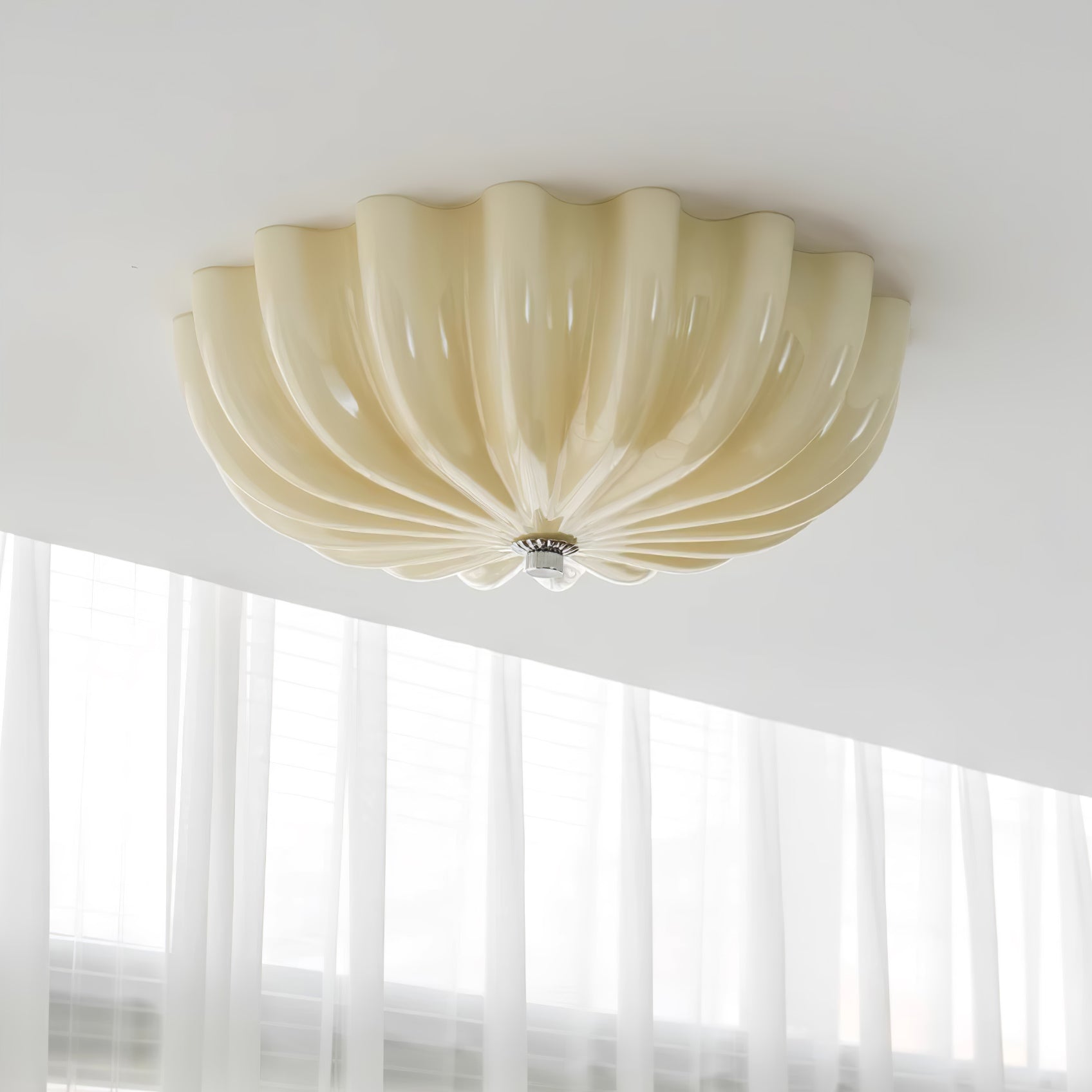 Aurora Ceiling Lamp Murano Blown Glass Shell Inspired - Neutral Decor