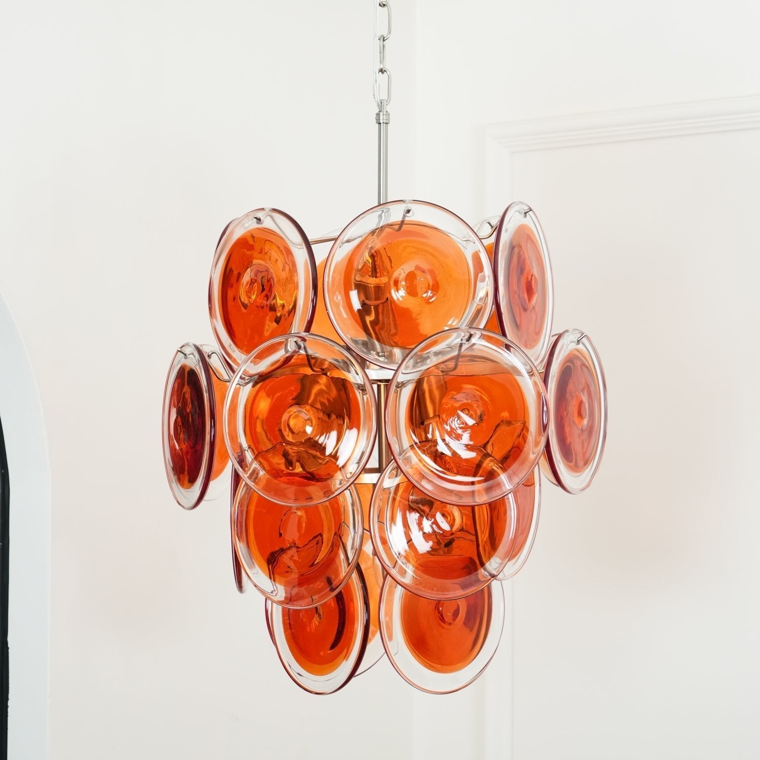 Eiroora Chandelier Murano Orange Glass