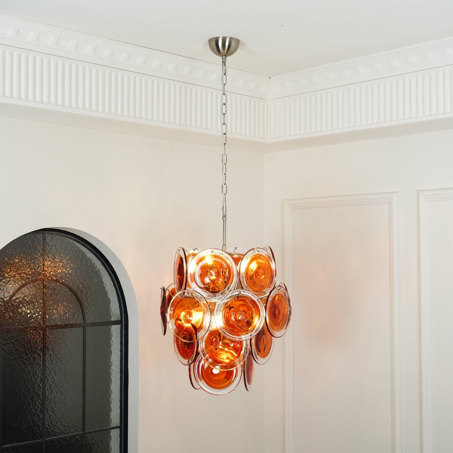 Eiroora Chandelier Murano Orange Glass