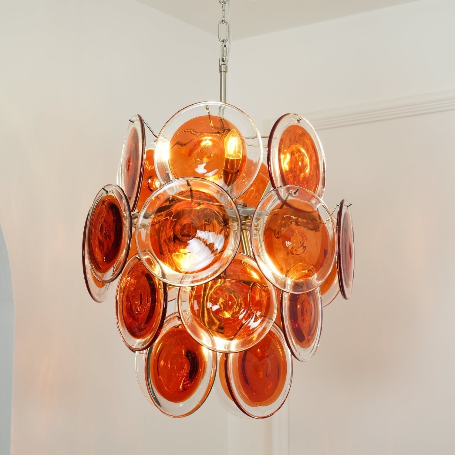 Eiroora Chandelier Murano Orange Glass