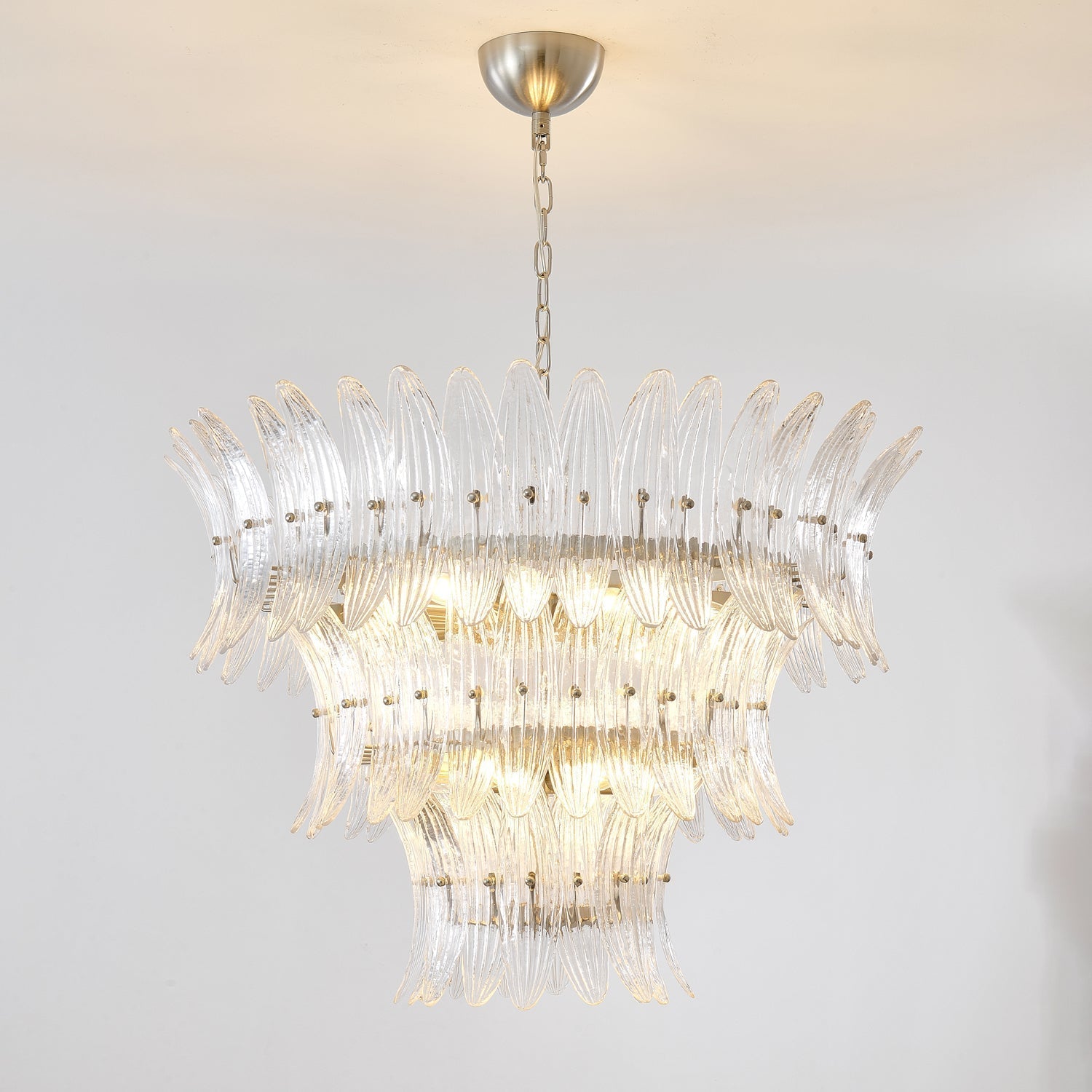 Eirerian Chandelier Murano Glass Palmette Leaf Tiered