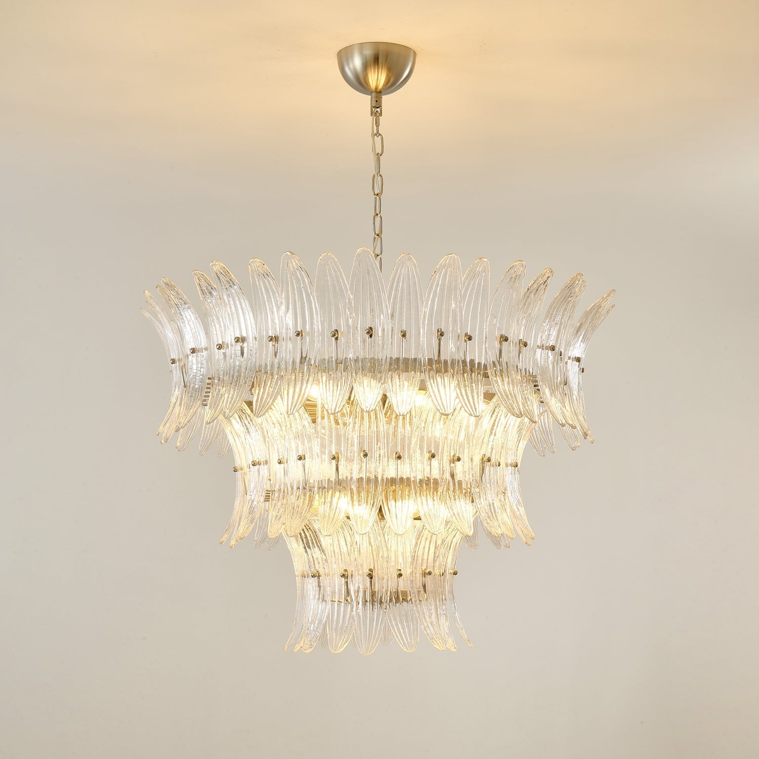 Eirerian Chandelier Murano Glass Palmette Leaf Tiered