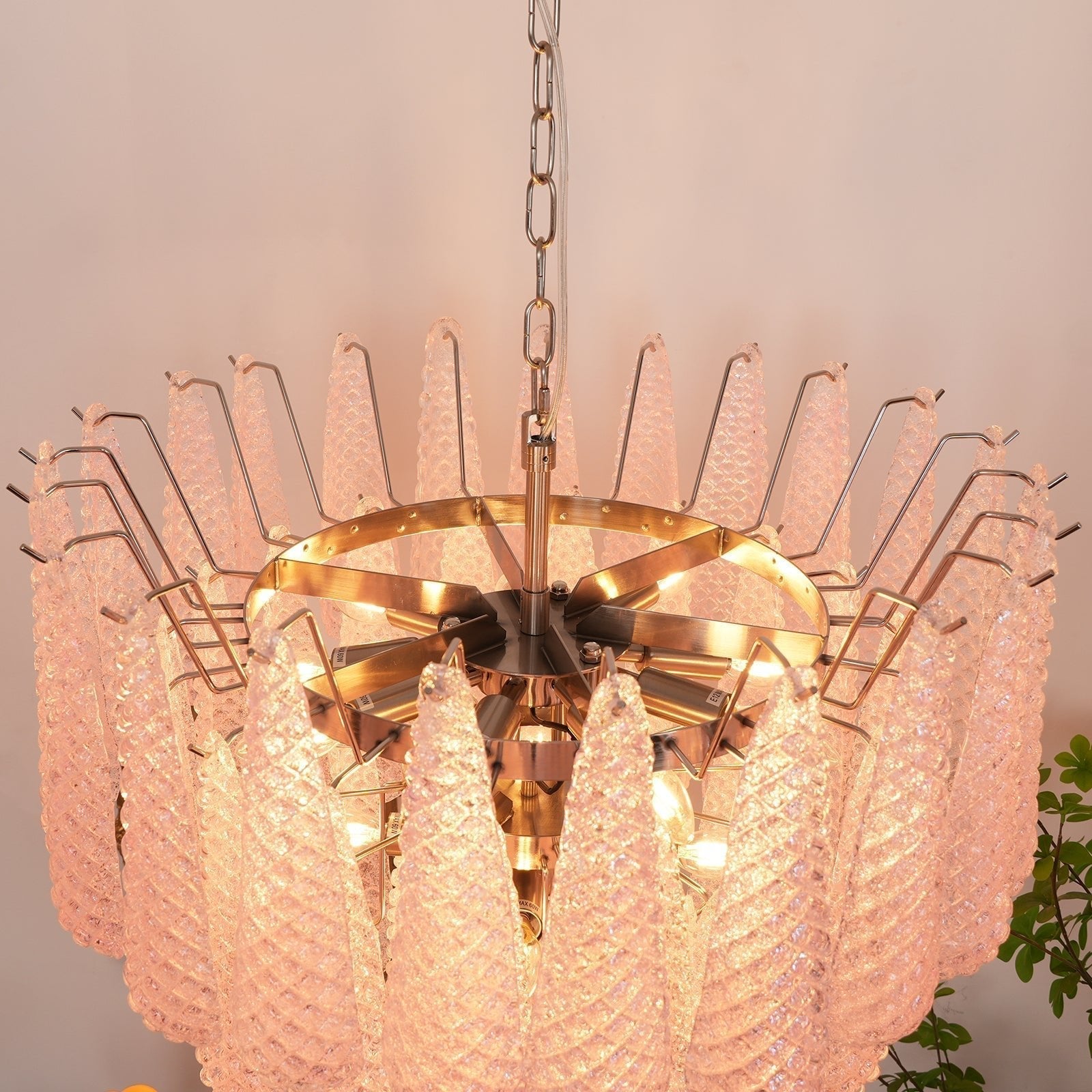 Cirelian Chandelier Pink Dewdrop Cascading Romantic