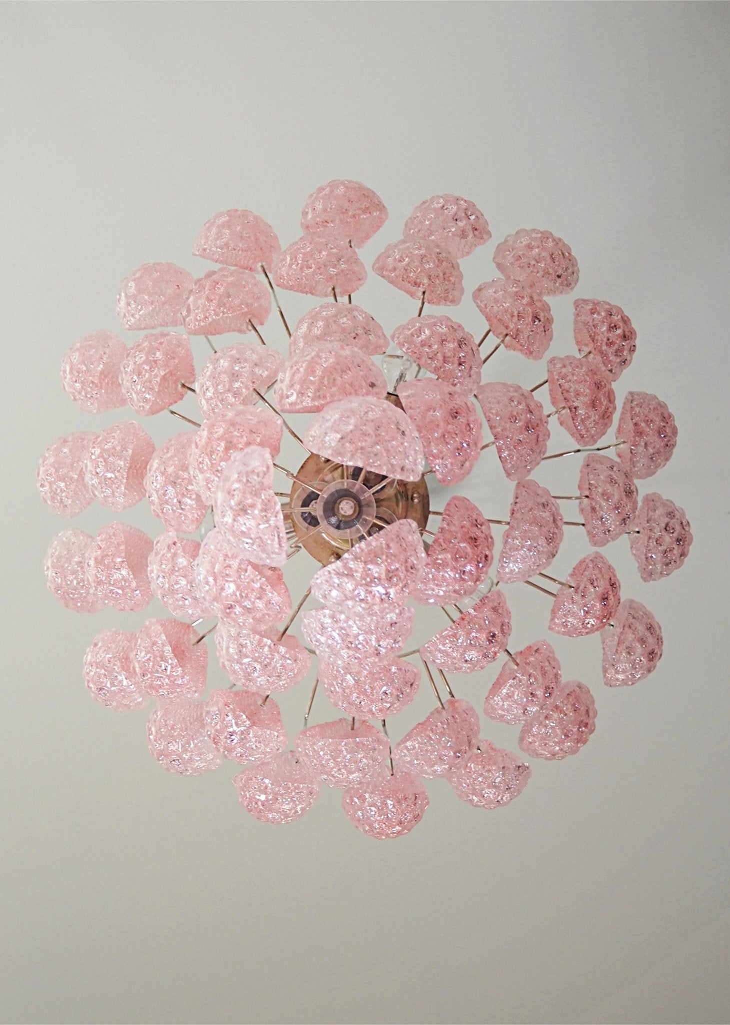 Veliena Chandelier Pink Droplet Murano Glass Diamond Pattern Waterfall