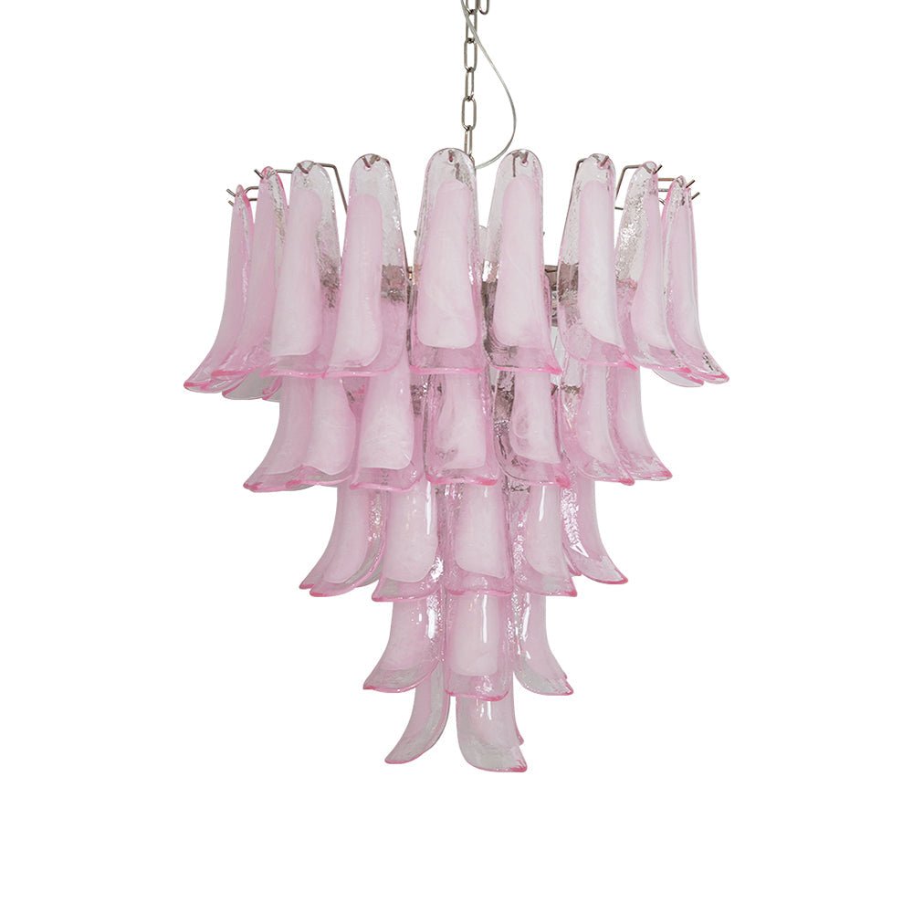 Velorira Chandelier Pink Murano Glass Petals Cascade
