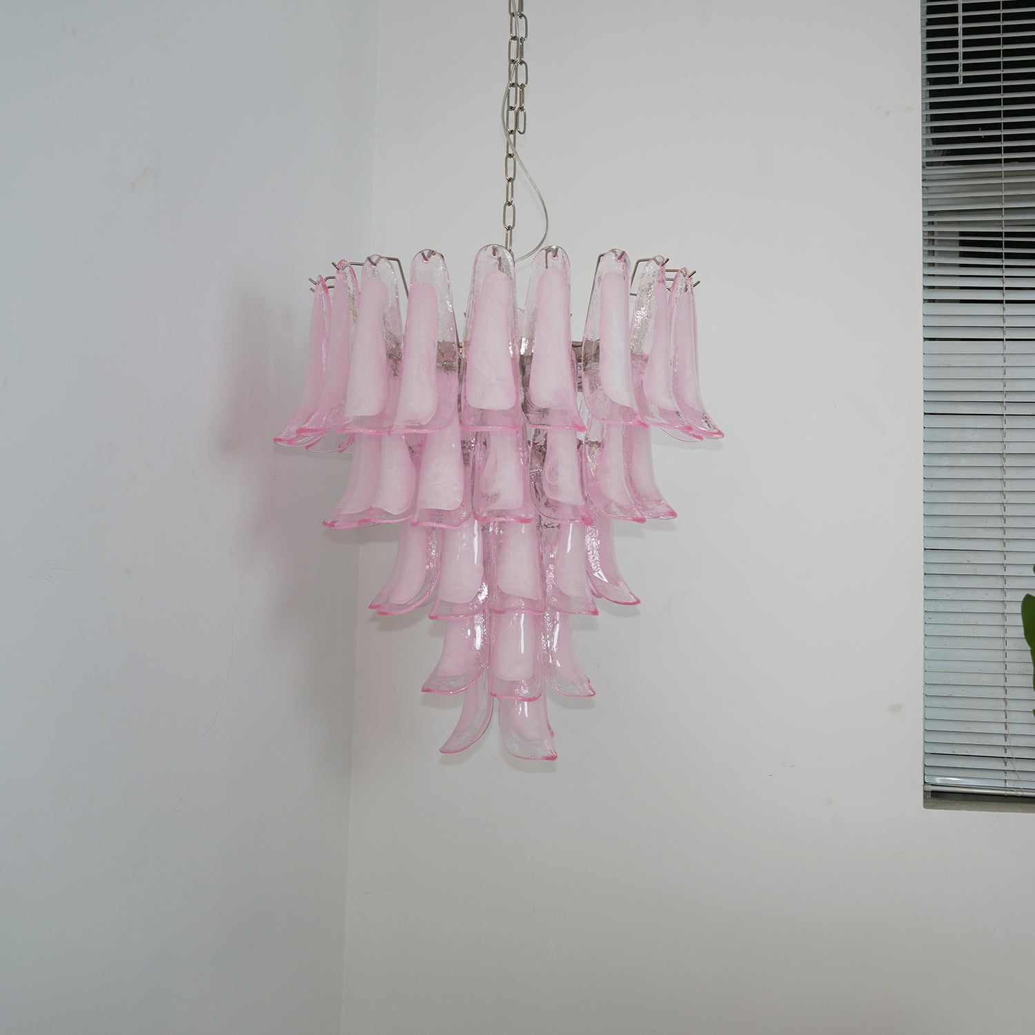 Velorira Chandelier Pink Murano Glass Petals Cascade
