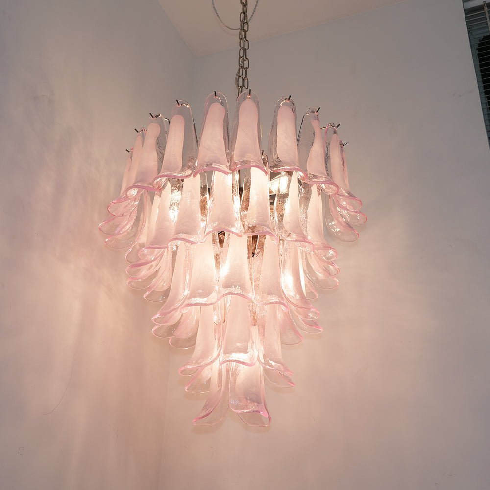 Velorira Chandelier Pink Murano Glass Petals Cascade