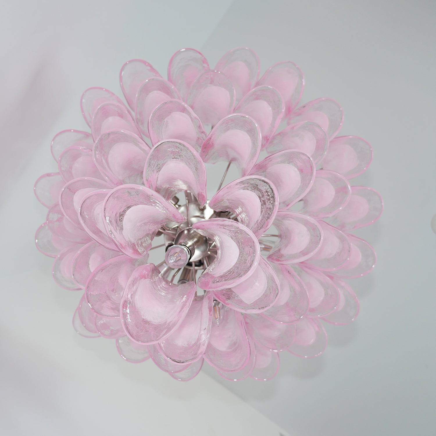 Velorira Chandelier Pink Murano Glass Petals Cascade