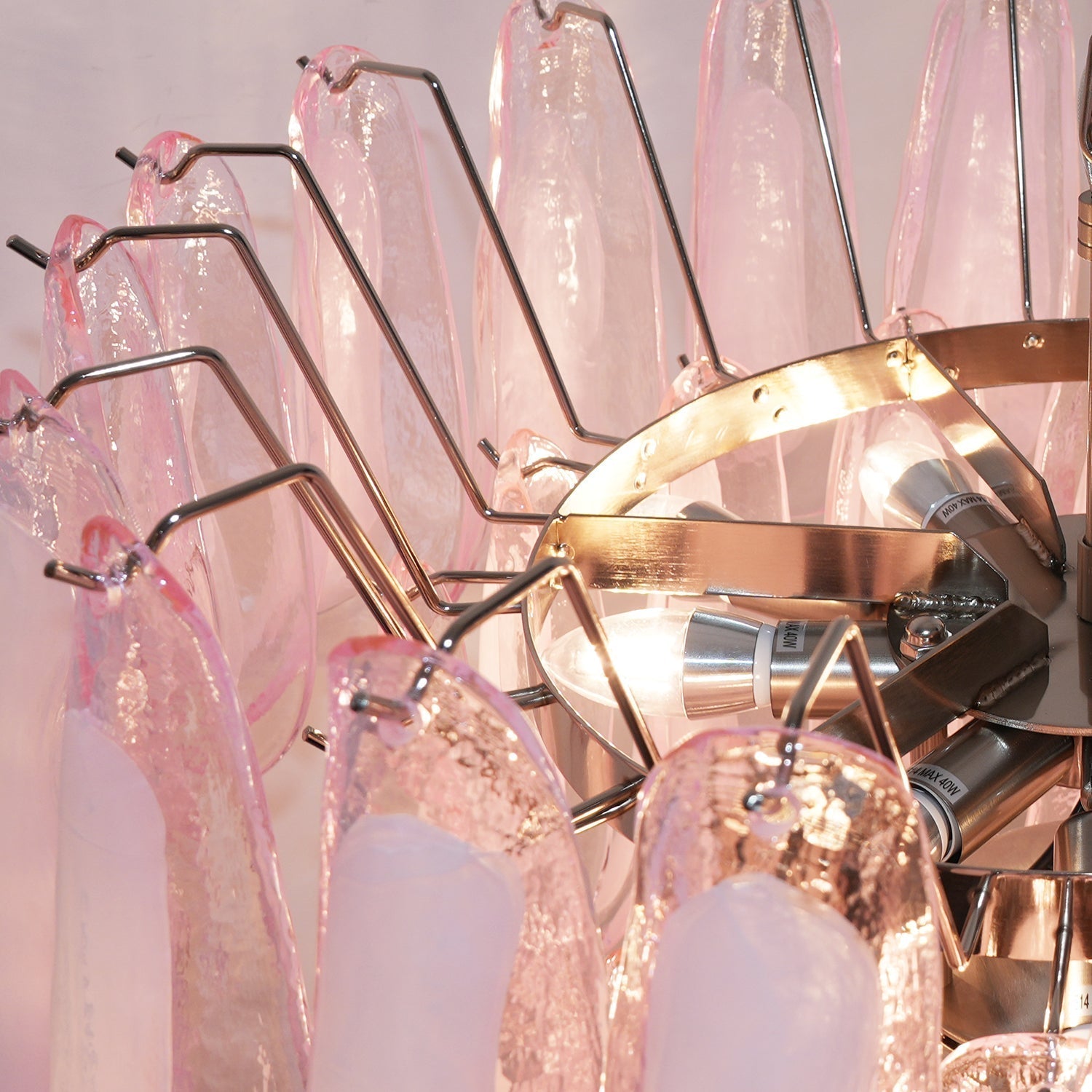Velorira Chandelier Pink Murano Glass Petals Cascade