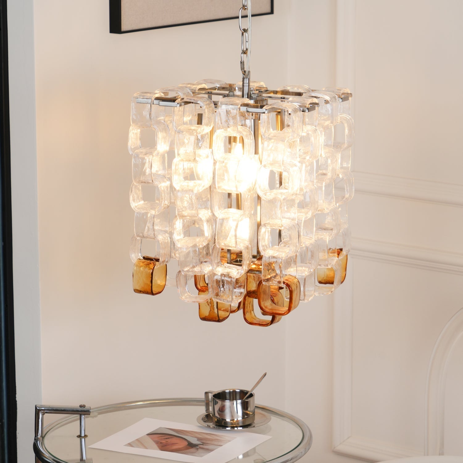Orielis Chandelier Murano Glass Interlocking Geometric