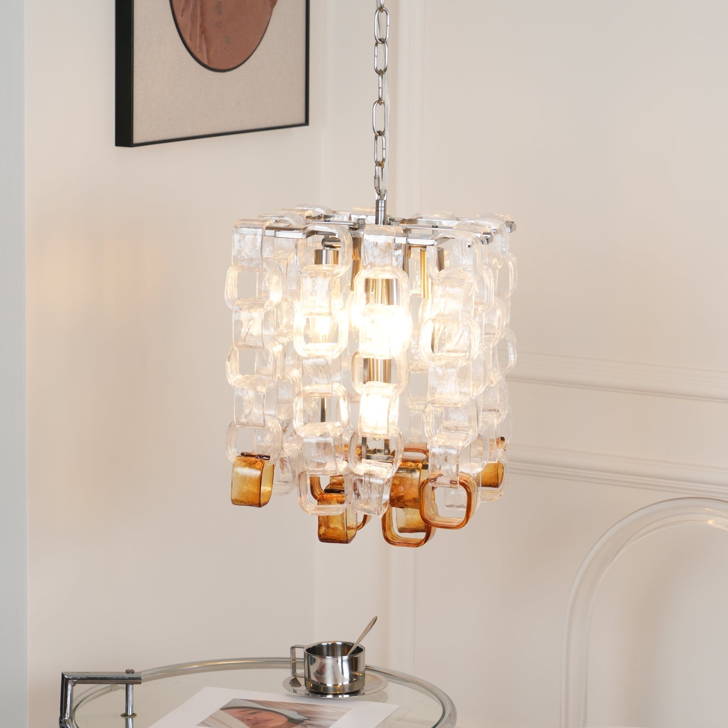 Orielis Chandelier Murano Glass Interlocking Geometric