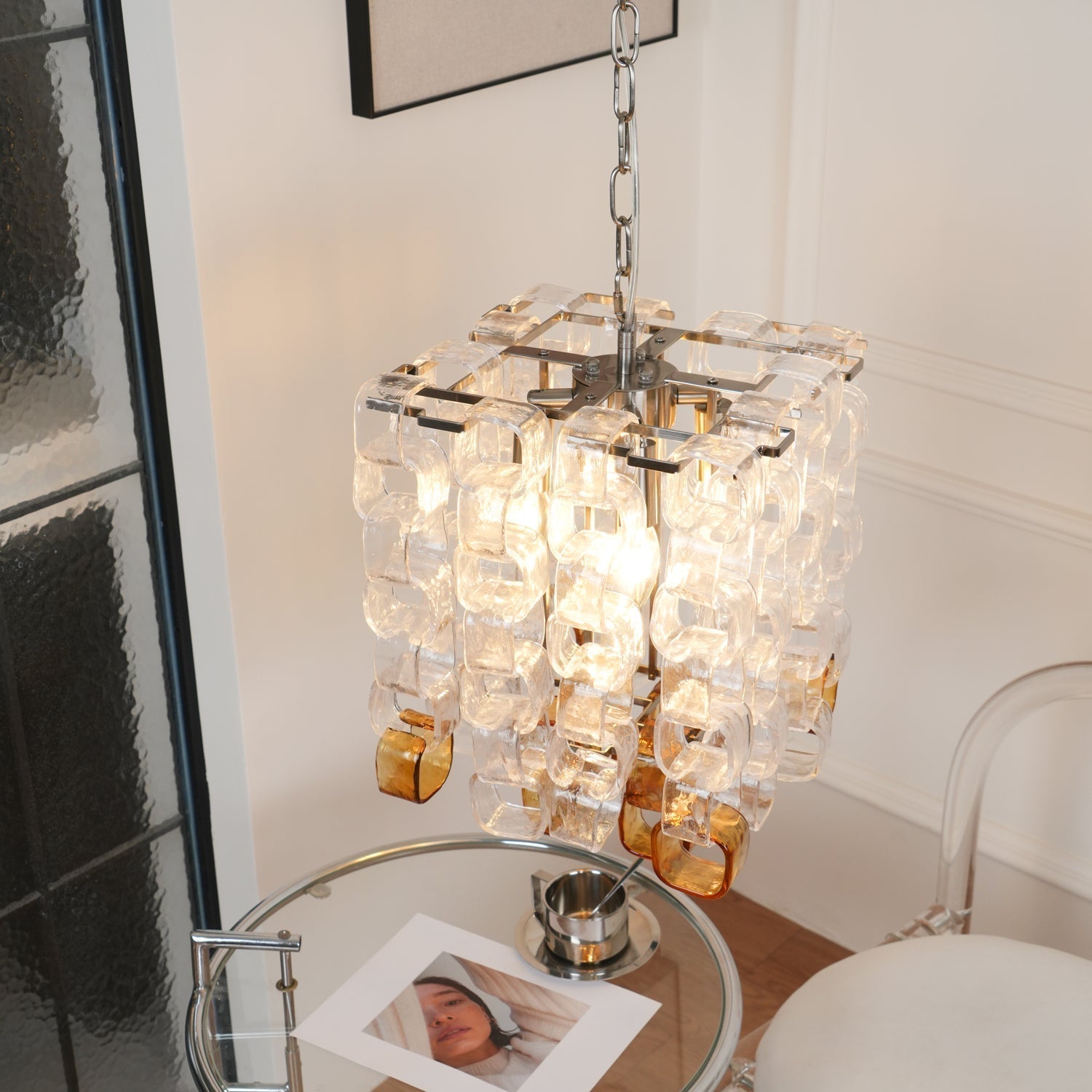 Orielis Chandelier Murano Glass Interlocking Geometric