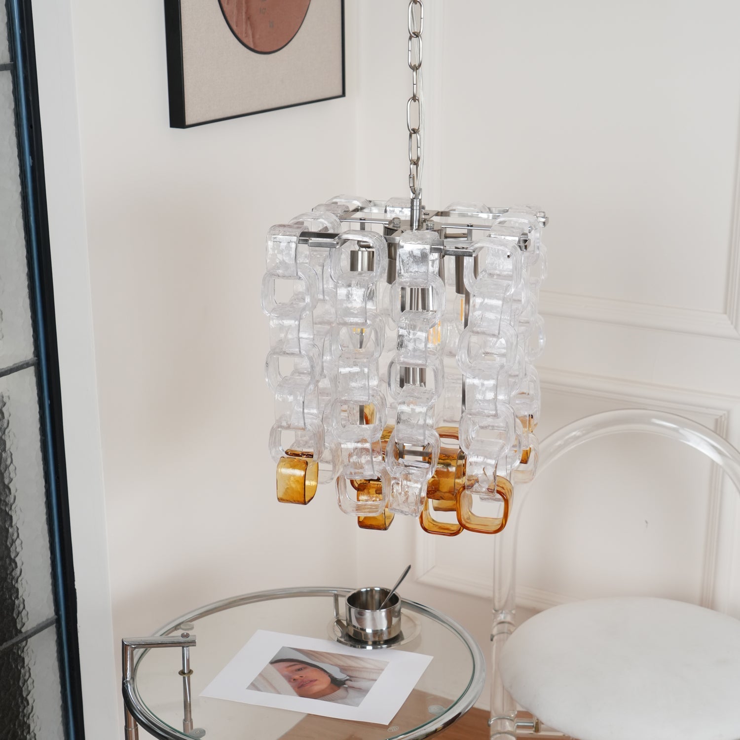 Orielis Chandelier Murano Glass Interlocking Geometric
