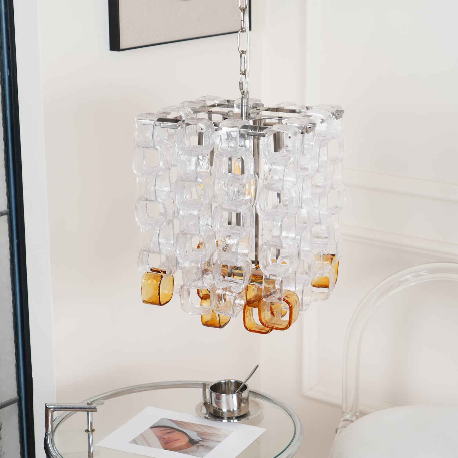 Orielis Chandelier Murano Glass Interlocking Geometric