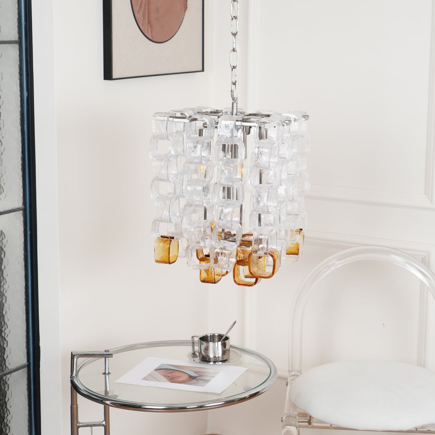 Orielis Chandelier Murano Glass Interlocking Geometric