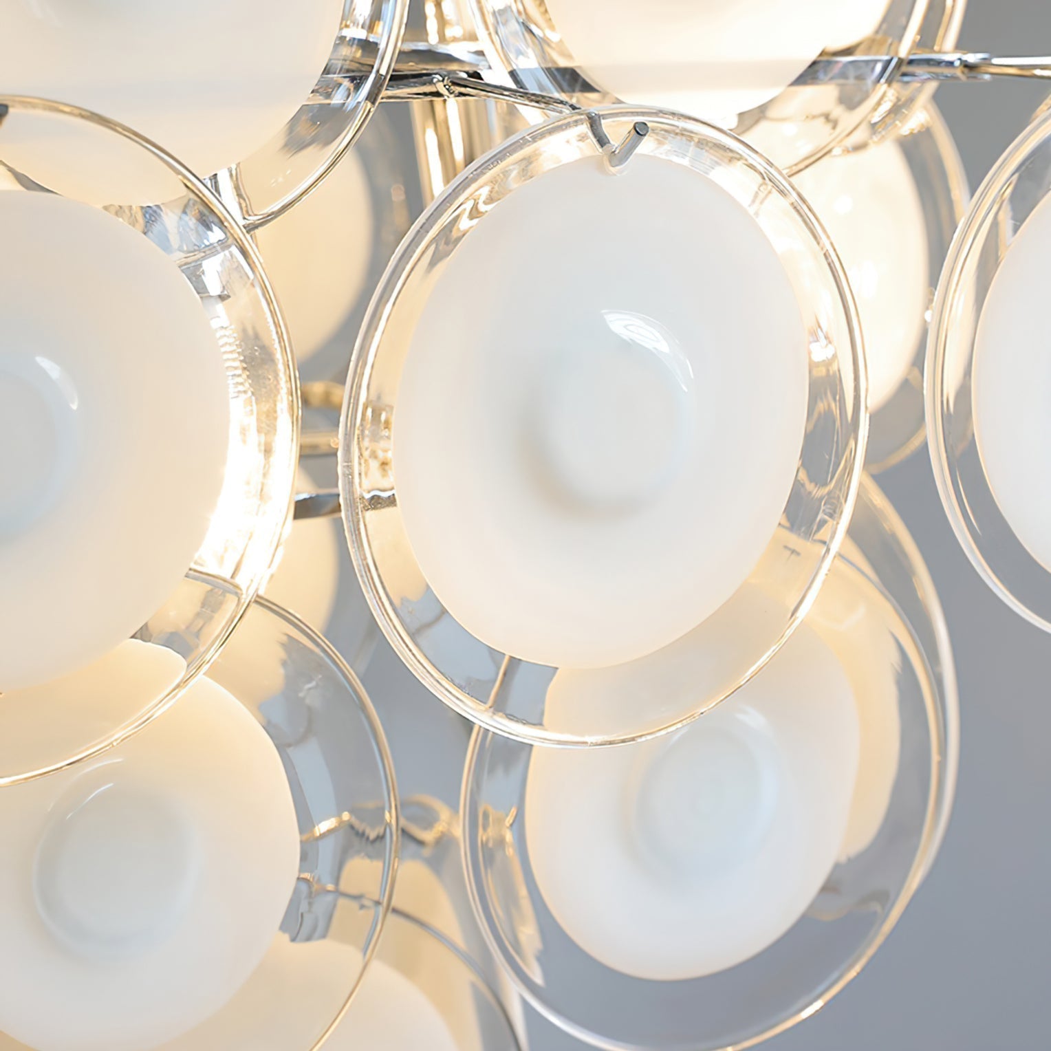Eireira Chandelier White Murano Glass Discs Cluster