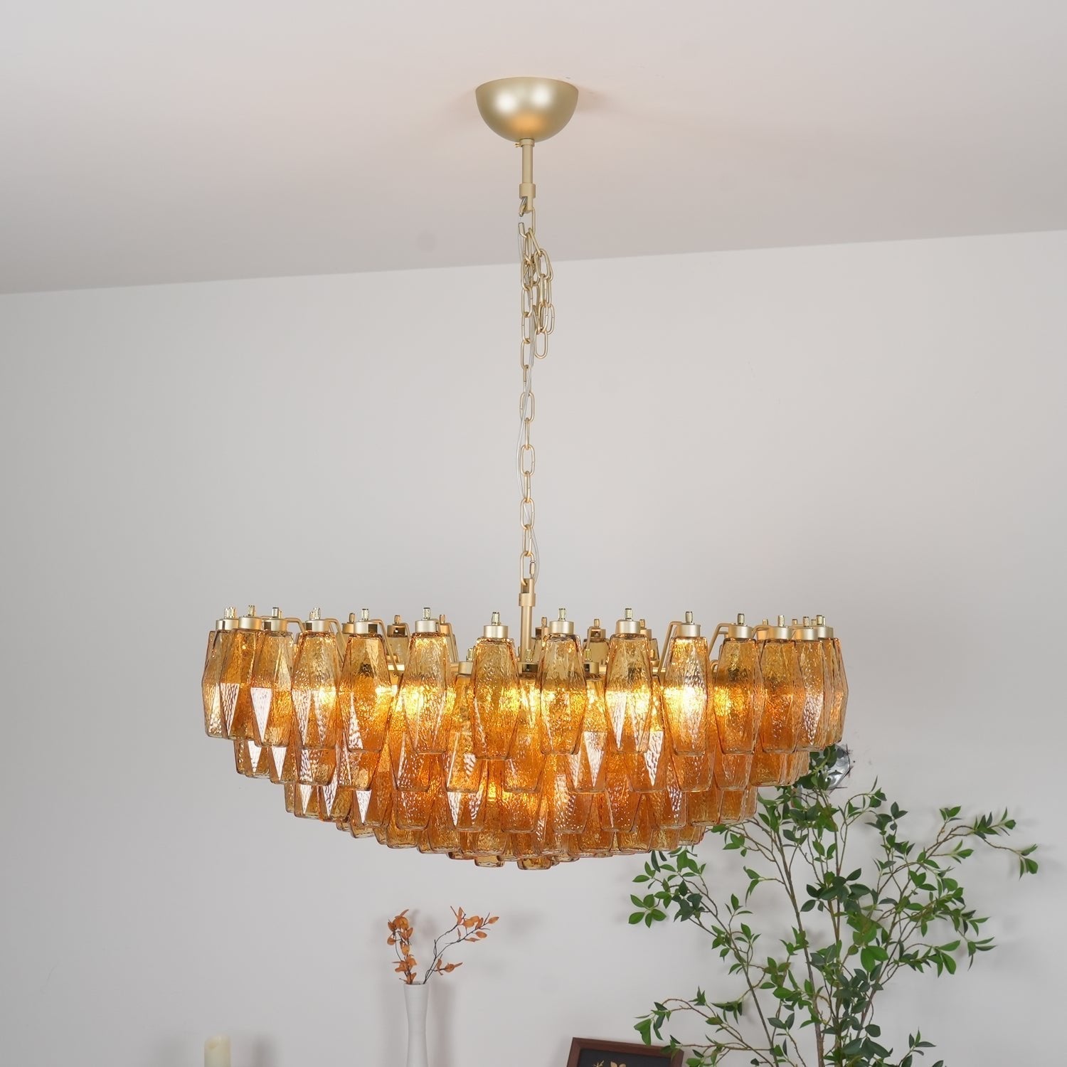 Elaaira Chandelier Amber Layered Oval