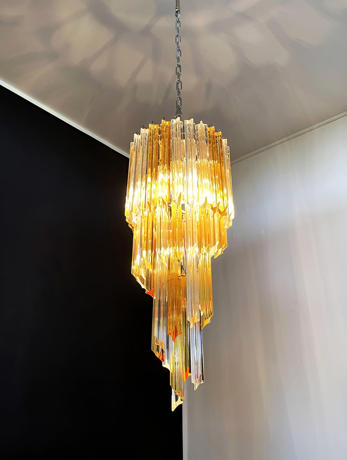 Reninelle Chandelier Spiral Pink Prism Tiered