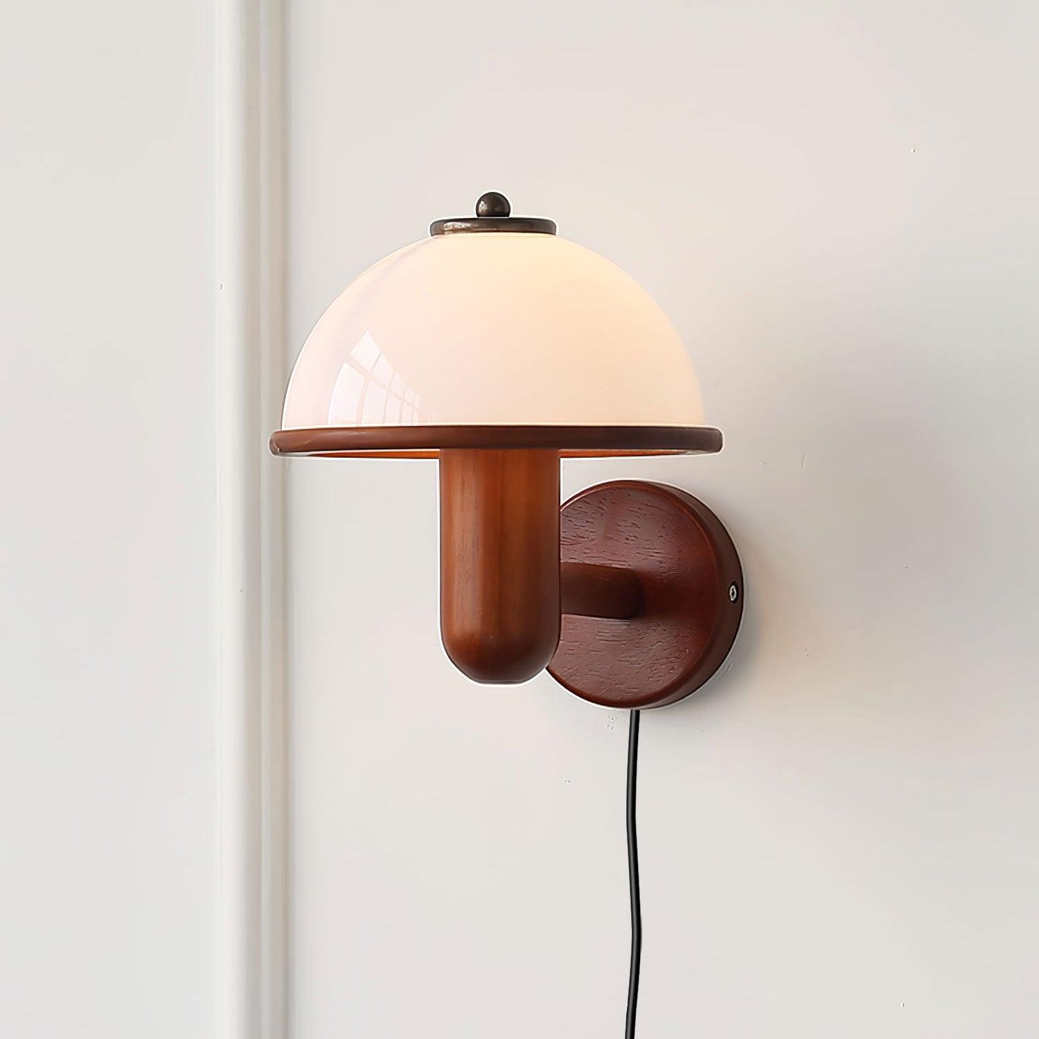 Rinerise Wall Lamp Mushroom Wood Oak