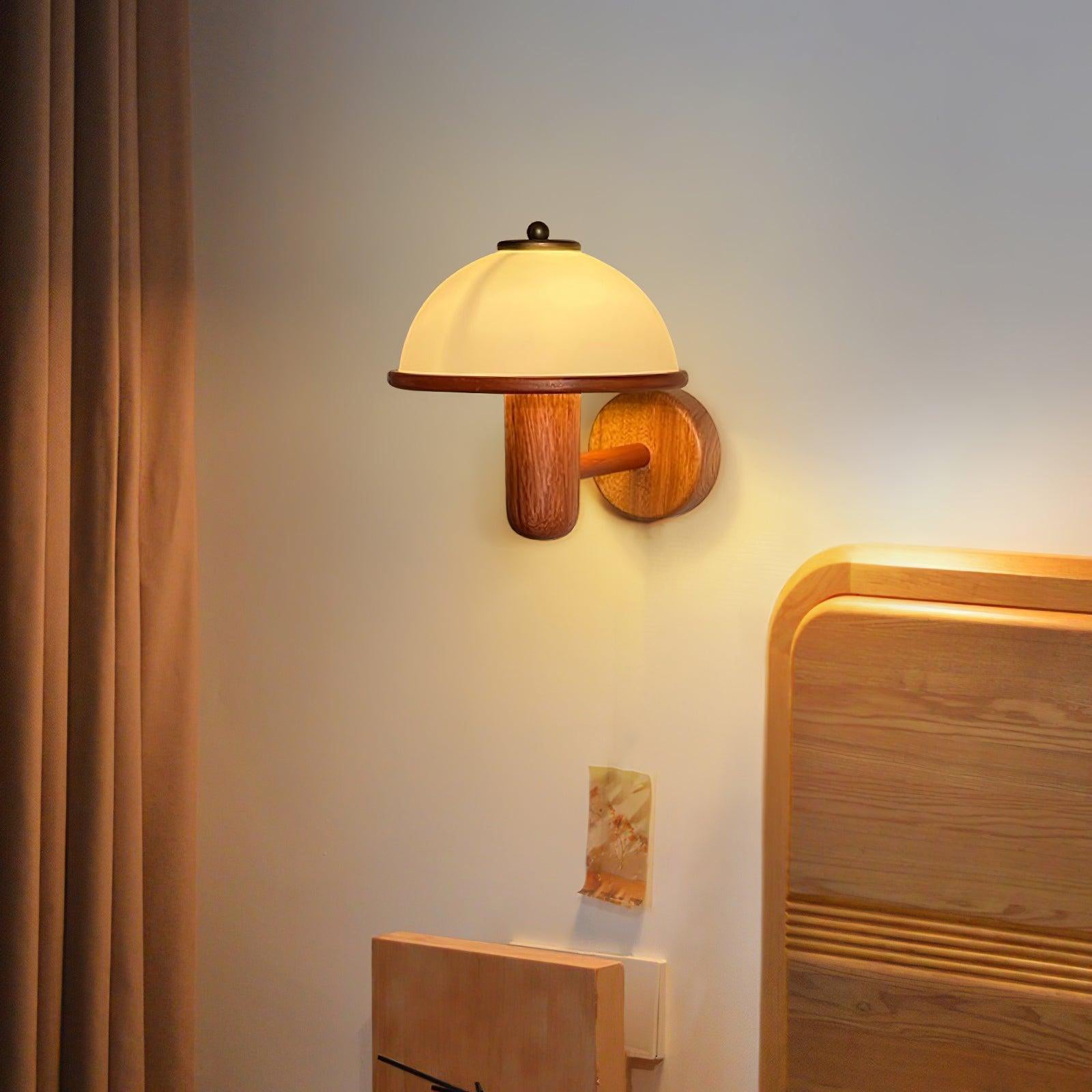 Rinerise Wall Lamp Mushroom Wood Oak