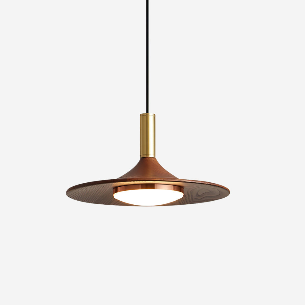 Pendant Lamp Wood-Grain Disc LED Acrylic Midcentury - Neutral Decor