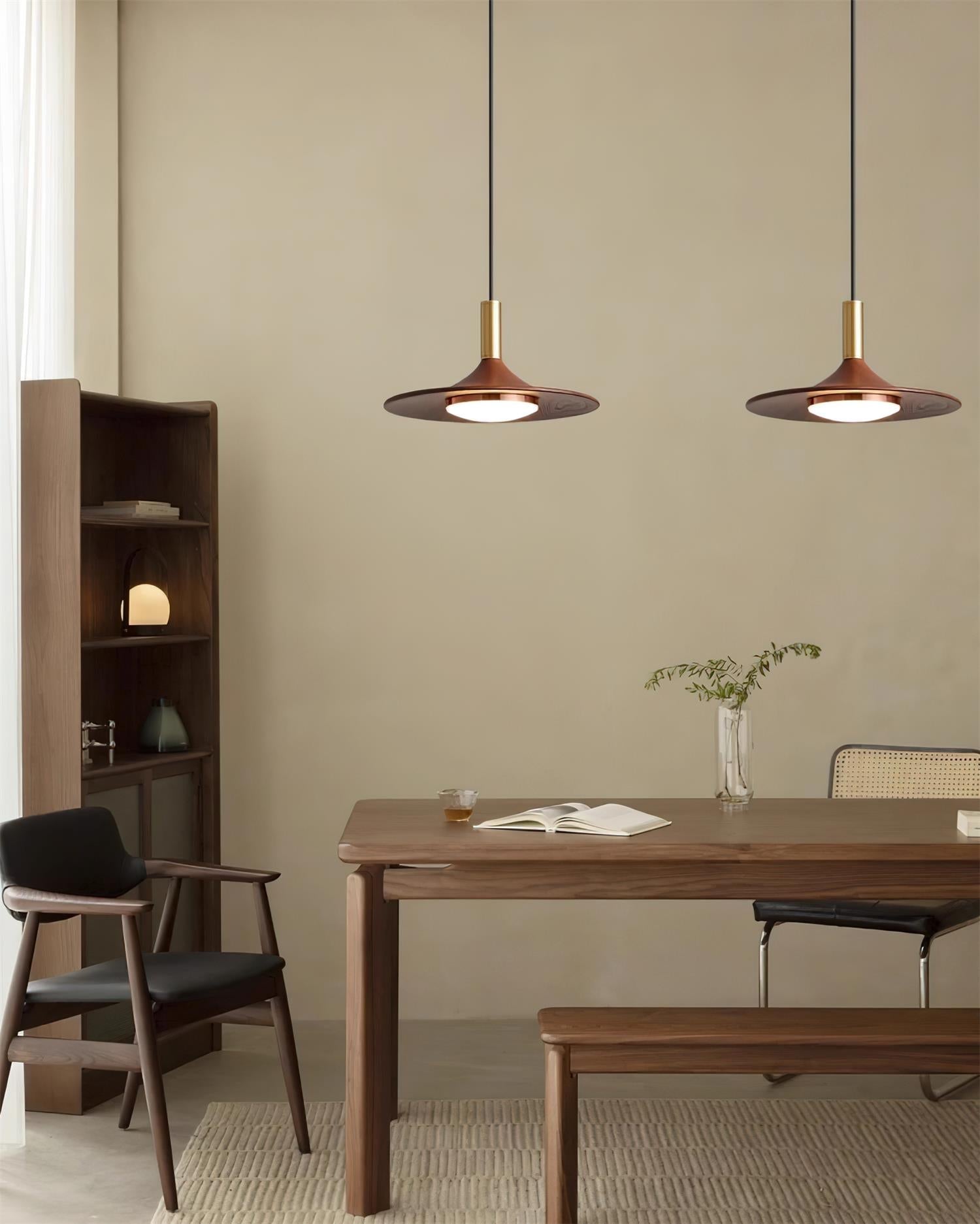 Pendant Lamp Wood-Grain Disc LED Acrylic Midcentury - Neutral Decor