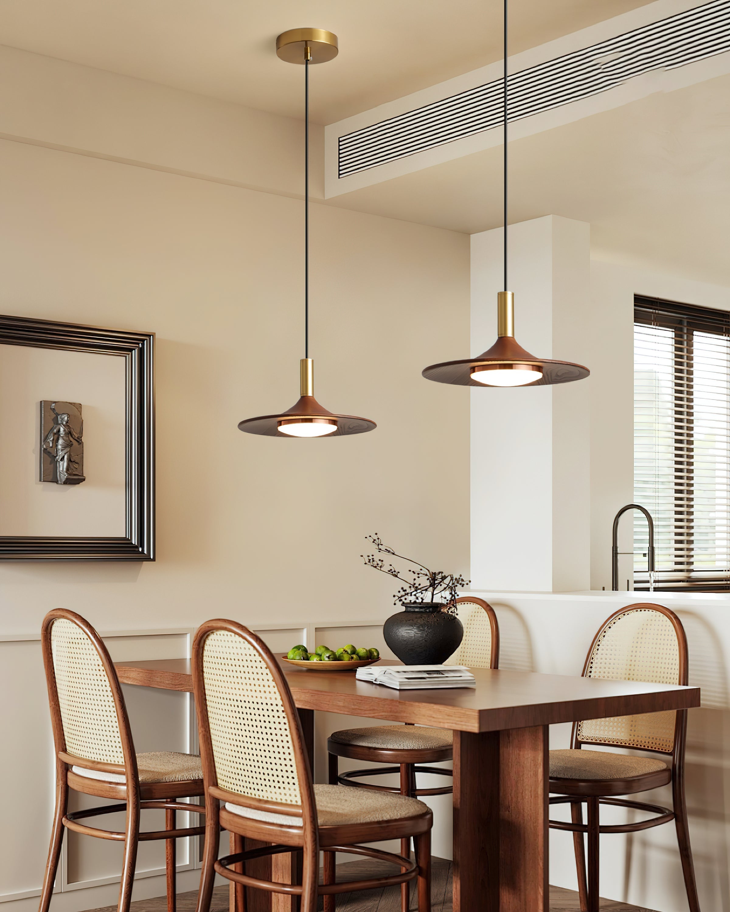 Pendant Lamp Wood-Grain Disc LED Acrylic Midcentury - Neutral Decor