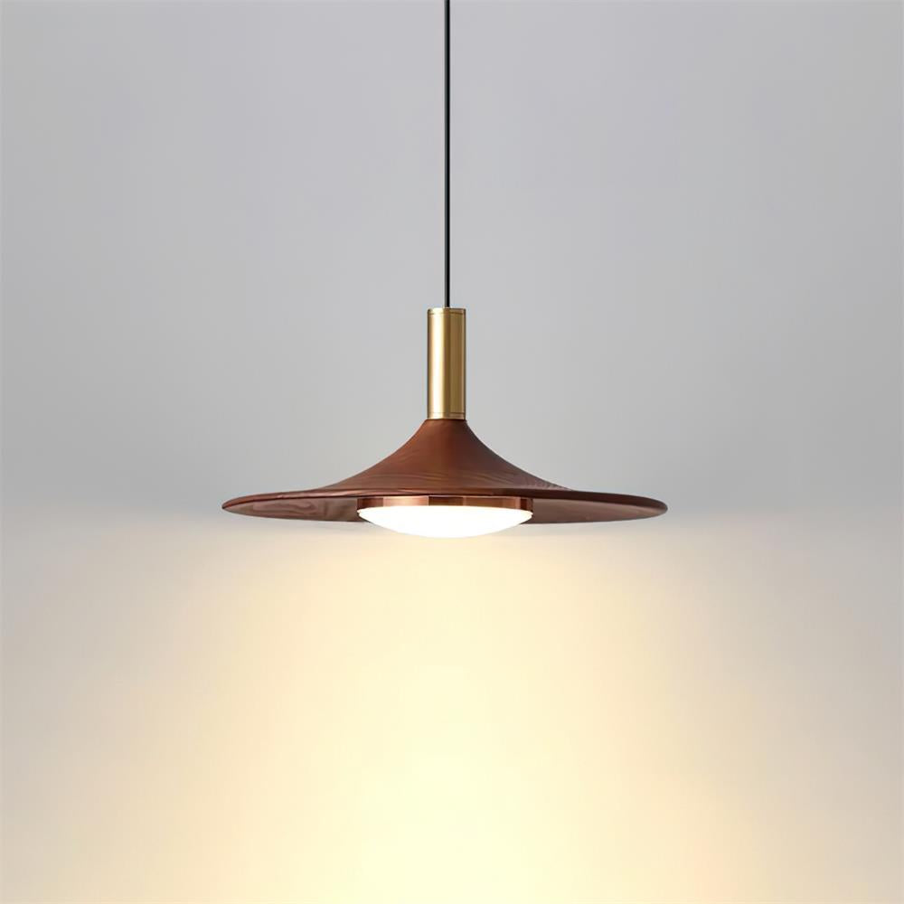 Pendant Lamp Wood-Grain Disc LED Acrylic Midcentury - Neutral Decor