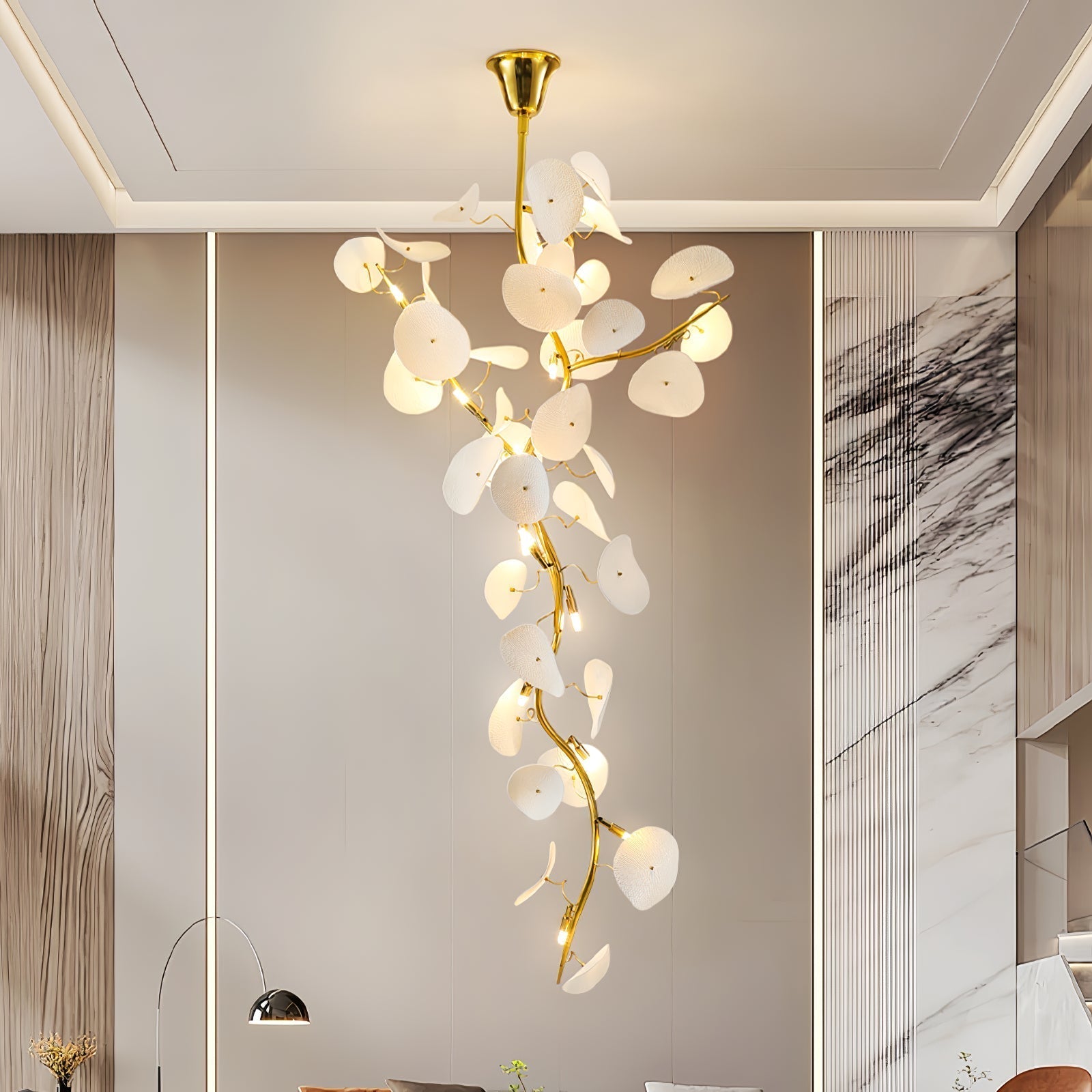 Orthair Branch Ceramic Brass Chandelier