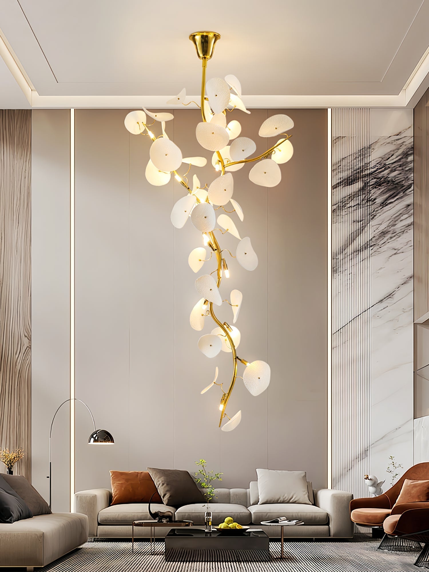 Orthair Branch Ceramic Brass Chandelier