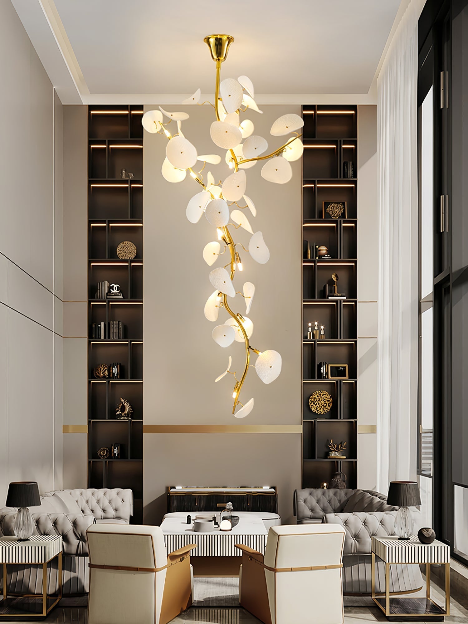 Orthair Branch Ceramic Brass Chandelier